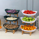 Un Conjunto de Cesta de Frutas Creativa de Dos/Cuatro Capas para Cocina de Gran Capacidad, Bandeja de Frutas Secas Estilo Europeo, Estantería de Madera de Bambú para Hogar, Bandeja de Snacks, Bandeja de Dulces, Cesta de Frutas