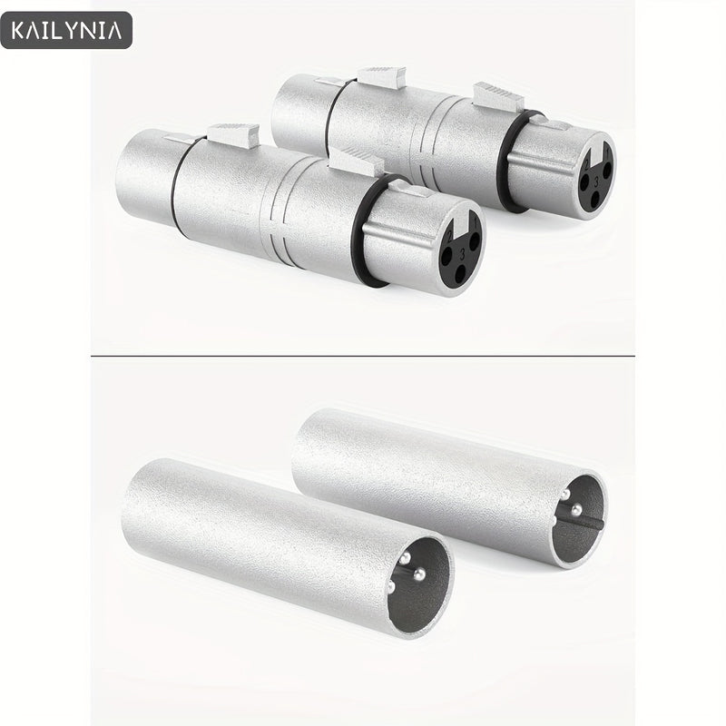 Conectores adaptadores XLR macho a macho y hembra a hembra de 3 pines, compatibles con micrófonos y mezcladores, plateados, forma redonda, cable Ethernet categoría Cat5e, accesorios para equipos de audio.