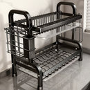 Organizador multifuncional de utensilios metálico, escurridor de platos de dos o tres niveles con soporte para palillos y tabla de cortar, accesorio de cocina de gran capacidad para encimeras, disponible en 2 modelos, color