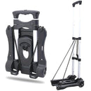 1 pieza de camión de mano plegable de aluminio ligero con 2 ruedas - Carrito de equipaje portátil y plegable para viajes de aeropuerto y mudanzas, negro, esenciales para el viaje | Manija ergonómica | Base de plástico duradera, carrito de viaje