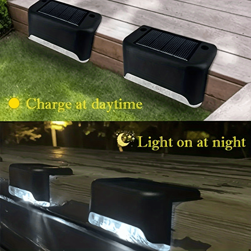 10pcs Luces Solares LED para Terraza - Blanco Cálido, Perfectas para Escalones Exteriores, Caminos de Jardín y Vallas de Patio