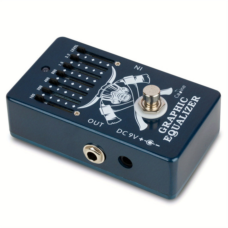 Pedal de Guitarra AHAJII Caline CP-71 EQ 6 Bandas - True Bypass, Diseño Gráfico Azul en Aleación de Aluminio con Cabeza de Toro, 9V DC Centro Negativo, 6 Bandas de Frecuencia Ajustables (100Hz-3.2kHz), Efectos para Guitarra Eléctrica, Pedal Multi-Efectos