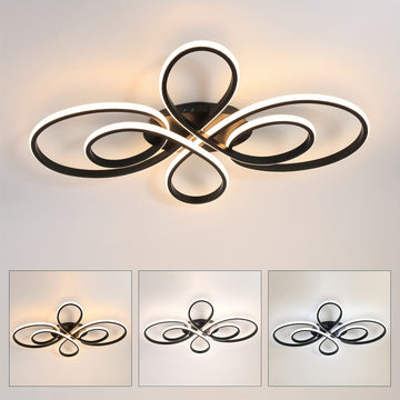 Luz de techo LED moderna, 3000K/4000K/5000K Lámpara de techo negra LED, Luz de techo de acrílico con forma de flor creativa LED para balcón, pasillo, dormitorio, sala de estar