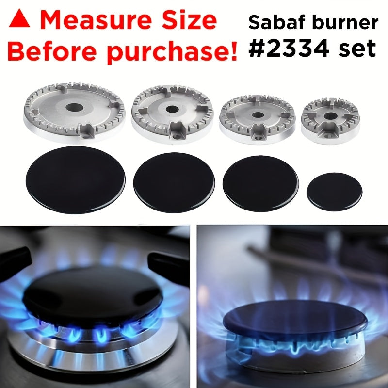 4/8 piezas Conjunto de cubiertas de quemadores de estufa Sabaf, accesorios de estufa de gas metálicos con protectores ignífugos planos y texturizados, no requiere batería