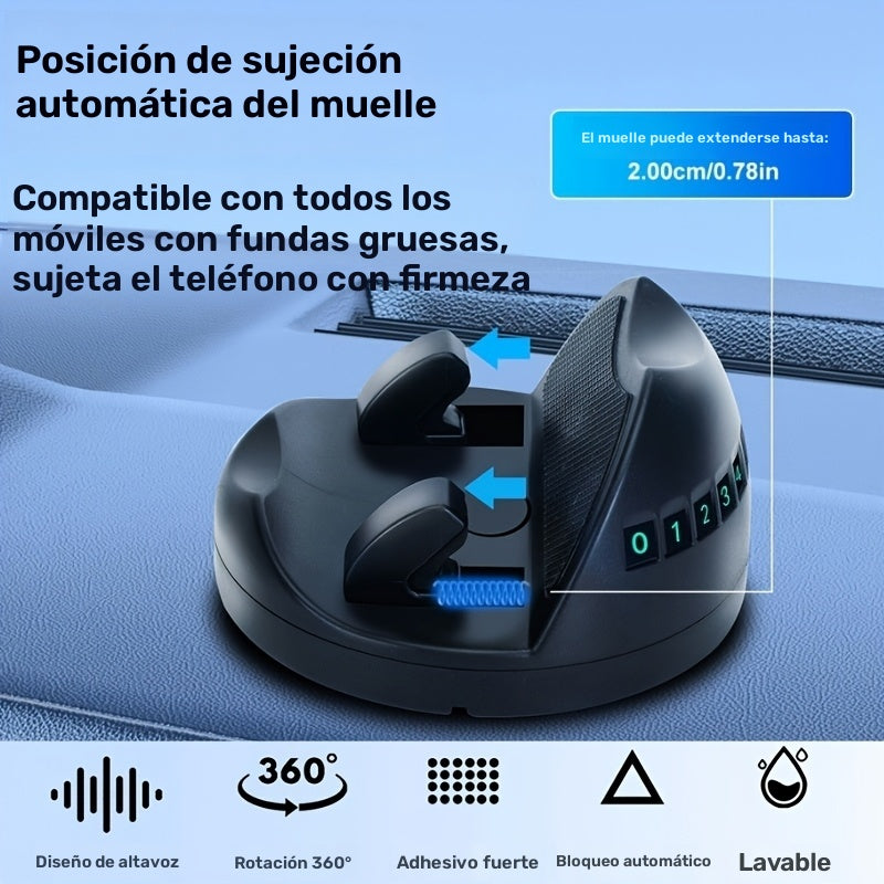 Soporte de teléfono giratorio de 360°, montaje redondo de salida de aire acondicionado de ABS, soporte de teléfono para automóvil impermeable con placa de números luminosos, montaje estable de cabeza para coches