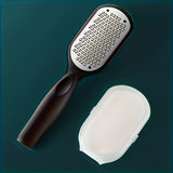 Lijadora profesional de acero inoxidable de 12 meses - Exfoliante y eliminador de luz muerta beige, diseño a prueba de salpicaduras, mango ergonómico negro, esencial para el cuidado de uñas y spa en casa.