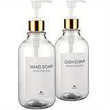 Juego de dispensadores de jabón de 2 piezas GAONLY - Libre de plomo, plástico autosoportante con bomba de bambú - Dispensadores de jabón para manos y platos de 16.9 oz para cocina, baño - Incluye bandeja de bambú - No necesita electricidad