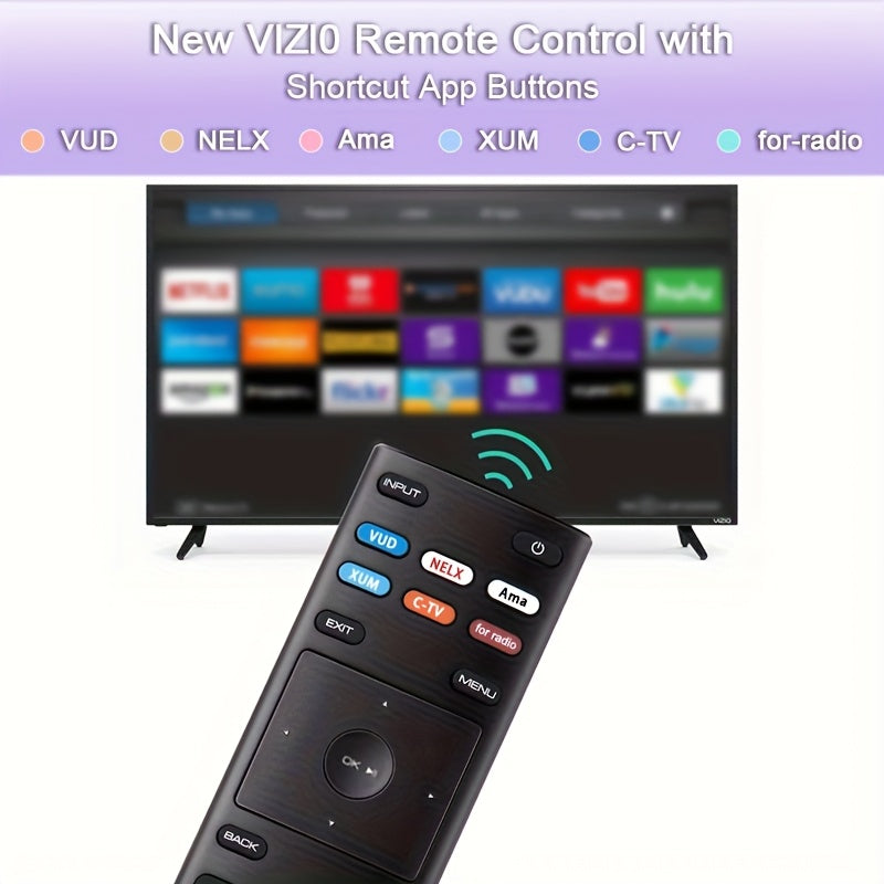 Control Remoto de Repuesto Universal para TV Inteligentes VIZIO - Compatible con XRT136, XRT140, XRT260, XRT112, XRT122, XRT302 y Más - Funciona con la Serie V, Serie M, Serie D, Serie P, Serie PX, Serie E - Sin Configuración Necesaria, Conectar y Listo