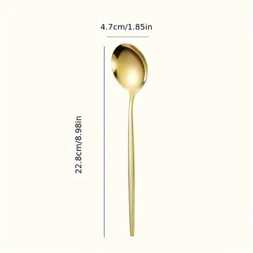 12 cucharas doradas para sopa, cucharas largas para cenar