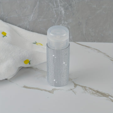 Dispensador de cosméticos decorado con diamantes de imitación de 150 ml para tónico, removedor de maquillaje, removedor de esmalte de uñas - Botella de bomba de empuje independiente de plástico, sin necesidad de electricidad