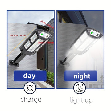 1pieza 6500K Super Bright LED Solar Wall Light, Sensor de movimiento, 3 modos de iluminación, Lámpara de seguridad para jardín al aire libre con batería