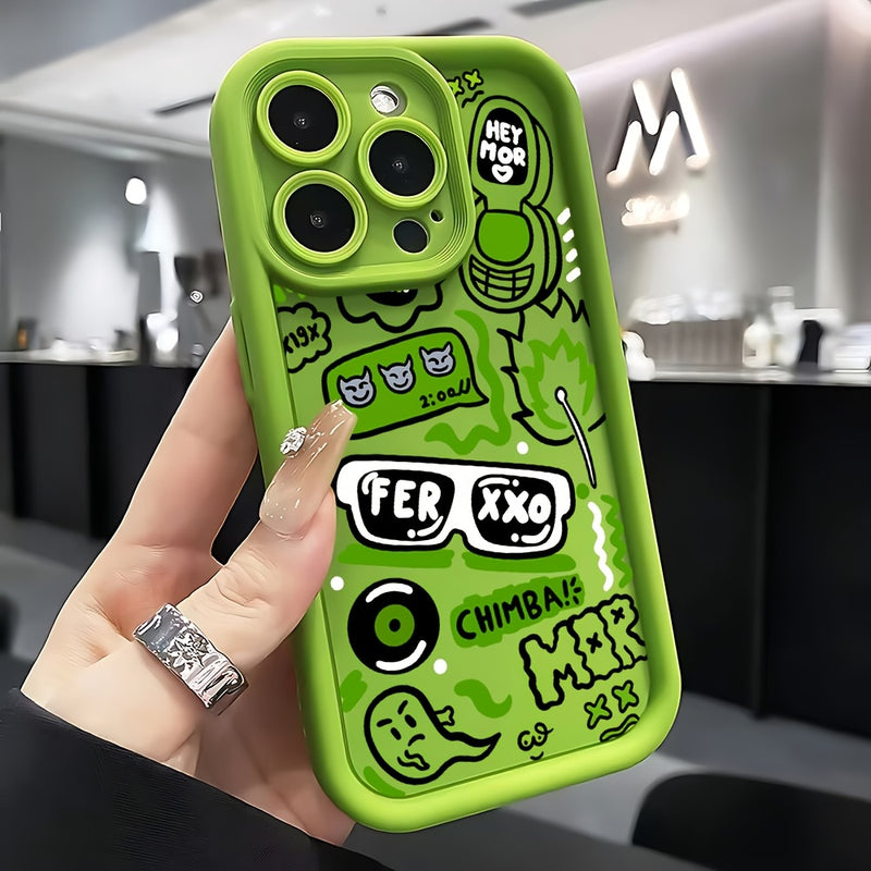 1 Funda de Teléfono Creativa con Patrón en Verde Bambú para iPhone 11, 12, 13, 14, 15, 16, iPhone 16, 15, 14, 13, 12, 11 Pro Max, XS, XR, X, 7, 8 Plus, SE, 13 Mini. Regalo Perfecto de Navidad y Halloween para Novia, Novio o Amigos