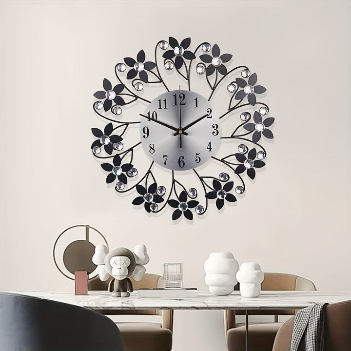 1 reloj de pared moderno minimalista con diseño floral - Gran patrón , números fáciles de leer, funciona con pilas (AA no incluidas) - para sala, dormitorio u oficina - decoración contemporánea, material duradero, ideal para diseñadores de interiores