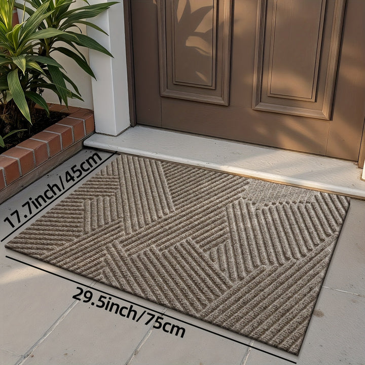 Alfombra de entrada con diseño geométrico simple - Antideslizante, resistente de poliéster para hogar, decoración navideña, solo lavado a mano, regalo de Navidad