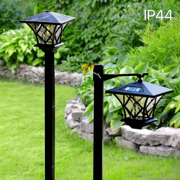 Lámparas solares para jardín de 1.7 m, negras, con paneles de vidrio transparente, plástico duradero y batería de níquel, ideales para césped, caminos y decoración de festivales, iluminación exterior | Luz exterior moderna | Plástico resistente