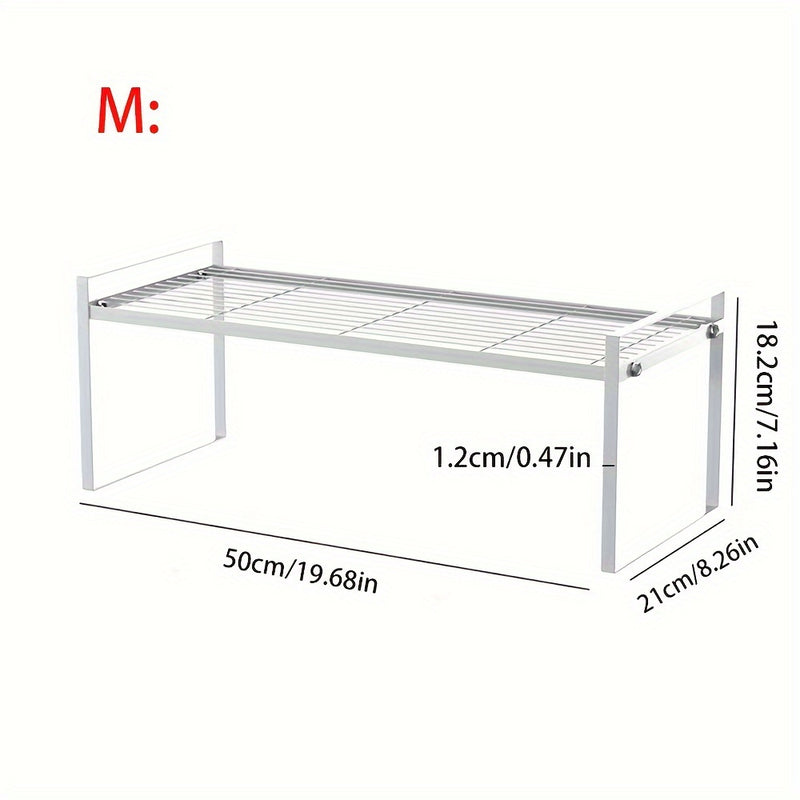 Estante de almacenamiento de cocina de metal contemporáneo de 1 pieza, organizador de estante de doble nivel para armario y mostrador, isla de almacenamiento abierta versátil para especias, utensilios, microondas - Uso sin electricidad, sin materiales de