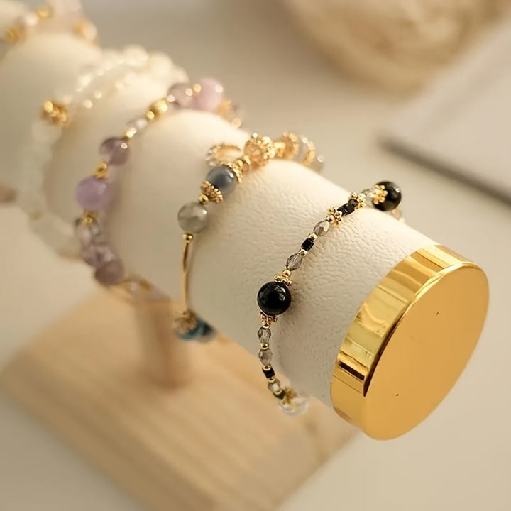 1 pieza de exhibidor de joyería de madera elegante, soporte de mesa ovalada multifuncional sin acabado para collar y pulsera, no requiere ensamblaje