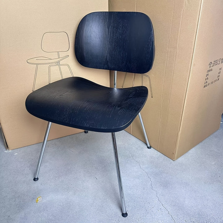 Silla De Comedor De Estilo Europeo En Madera Maciza Y Acero Inoxidable, Sin Brazos, Madera Dura, Fibra De Alta Densidad, Limpieza Localizada, Apta Para Alfombras, Confort Elegante Para El Espacio De Comedor (Bolsa Individual)