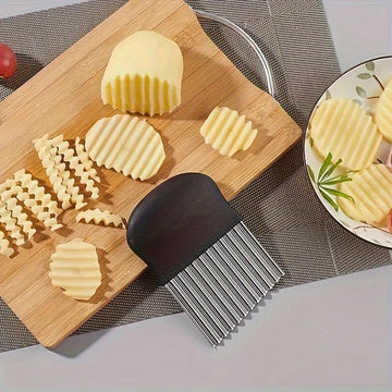 Cortador de papas en forma de onda de acero inoxidable: Multifuncional para frutas frescas, verduras, ensaladas, zanahorias, papas, papas fritas - Cuchilla de acero inoxidable duradera - Perfecto para uso en la cocina del hogar