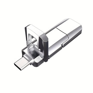 SSD de Alto Rendimiento - Memoria USB 3.0 Flash de Alta Velocidad con Interfaz Dual Tipo-C + USB, Hasta 300/300 MB/s de Lectura/Escritura, Compatible con Portátiles y PC (Plateado) 128GB/256GB