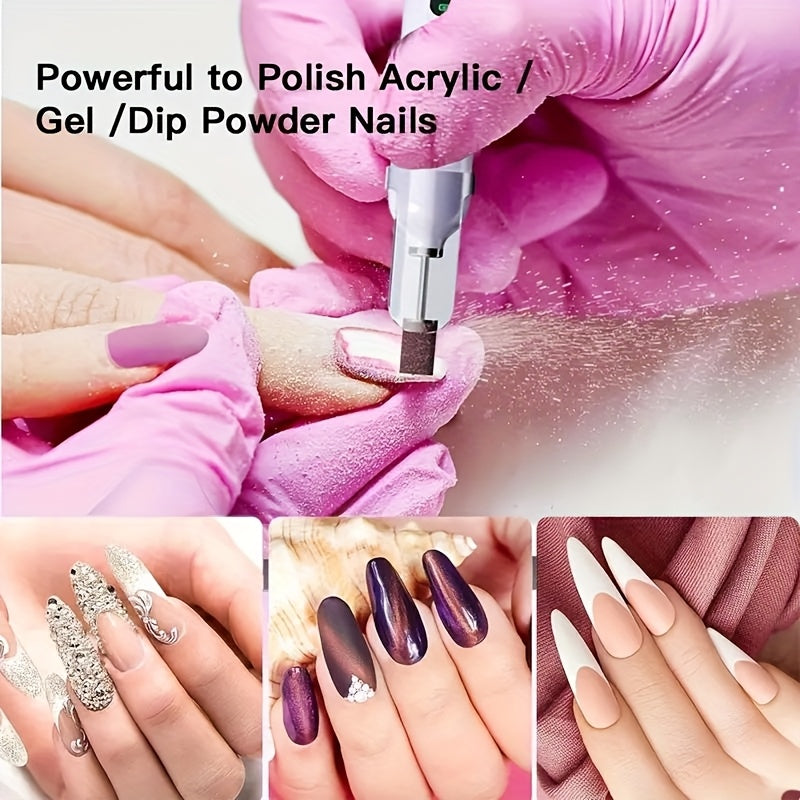 Lima de uñas portátil, recargable por USB - Taladro de uñas eléctrico multifuncional, equipado con una lámpara de uñas de alta potencia y luz auxiliar LED, adecuado para hornear uñas de gel DIY en casa, pulido de belleza de uñas profesional y kit de herr