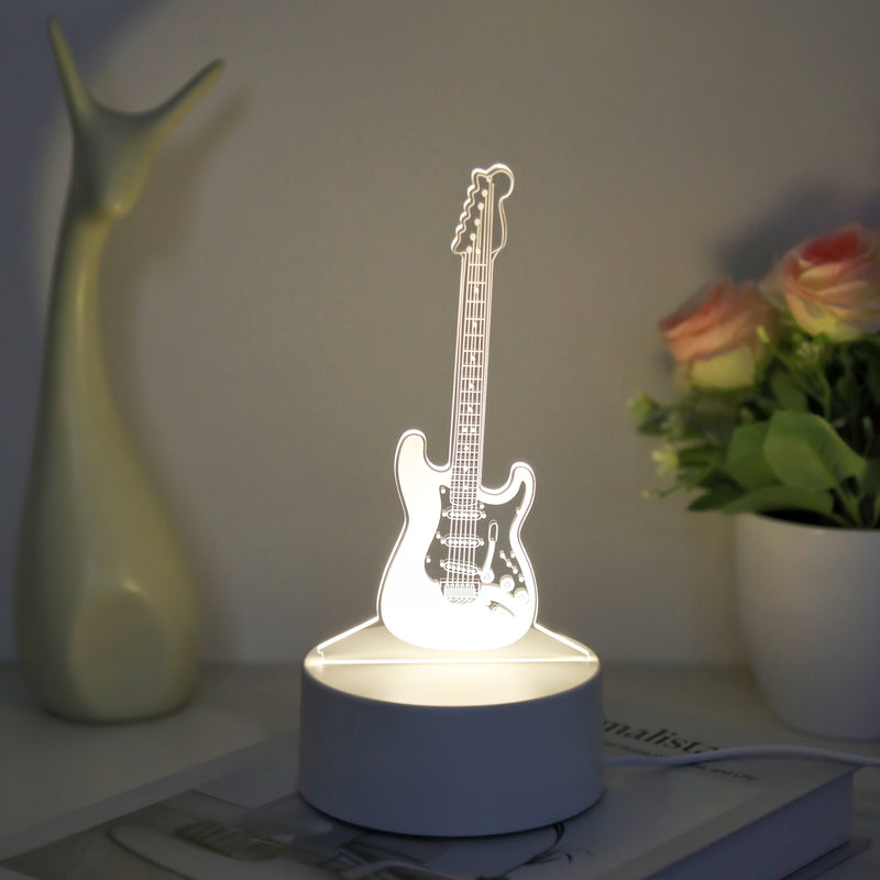 1pc Luz Nocturna 3D de Guitarra - Lámpara de Escritorio LED con Luz Blanca Cálida, Diseño Geométrico Moderno para Dormitorio, Sala de Estar, Decoración de Oficina - Idea Creativa de Regalo, Lámpara de Mesa Bonita, Iluminación Ambiental
