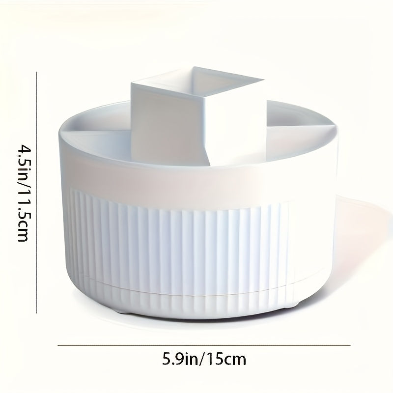 1pc Organizador de cosméticos giratorio de 360 grados, diseño simplista, plástico ABS duradero, ideal para dormitorio, tocador, almacenamiento de baño - Opciones blanco/verde