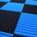 48 paquetes de tableros autoadhesivos absorbentes de sonido (24 negros + 24 azules), adecuados para salas de grabación, habitaciones de instrumentos, KTVs, etc., absorben rápidamente mezclas y ruidos, densidad: 25 kg/m³