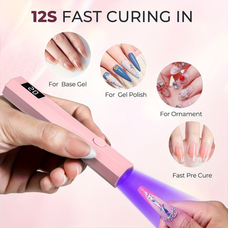 Linterna LED Portátil Recargable USB para Uñas, Secador de Gel Rápido y Luz Suave para Arte en Uñas, Material Plástico