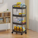 Carrito de Almacenamiento Plástico con Ruedas y 3 Niveles - Organizador Multifuncional para Cocina, Sala de Estar, Oficina y Baño - Diseño de Estructura Metálica Negra, Carrito de Almacenamiento para Cocina, Expositores Utilitarios