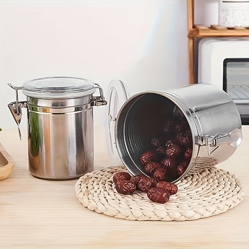 Juego de 4 Contenedores Sellados de Acero Inoxidable para Café, Caramelos, Frutas Secas y Té