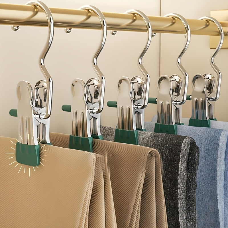 5/10pcs Perchas de Acero Inoxidable con Clips - Suaves con Tela y Cuero Sintético, Ideales para Sombreros, Pantalones, Calcetines - Perfectas para Almacenamiento en Baño y Lavandería