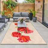 Alfombra de Terciopelo/853g/m² con Estampado Moderno Geométrico Antideslizante y Espesada para Exteriores - Mezcla Perfecta de Lujo y Elegancia, Duradera y Lavable a Máquina en Crema Cuadros Oscuros para Patio o Jardín - Varios Tamaños Disponibles