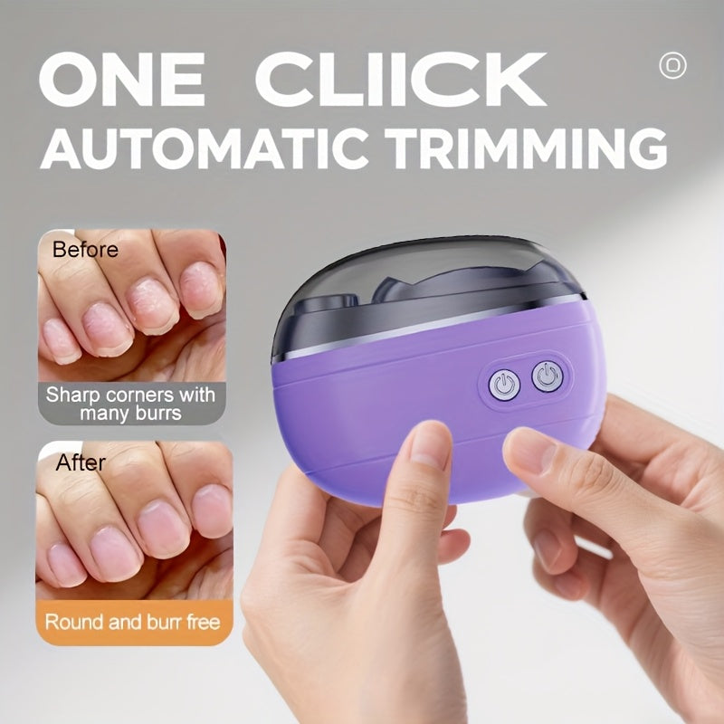 Maquinilla de Uñas Eléctrica Automática - Activación con Un Toque, Pulidora y Amoladora USB con Batería de Litio, para Hogar y Salón - Herramienta Profesional de Manicura y Pedicura, Regalo Ideal para San Valentín (Morado/Lavanda), Suministros para Técni