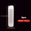 3 paquetes de botellas de plástico de 16 oz con punta rellenable, dispensador de válvula grande para salsas, kétchup, crema agria, jarabe autosellante, grado alimenticio, no necesita electricidad, blanco/negro/rojo