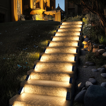 6 piezas de luces solares para escaleras, luces solares triangulares para vallas, luces solares para senderos, luces solares de 7 LED para barandas, luces solares de múltiples ángulos, luces solares para exteriores, luces decorativas solares para jardín,