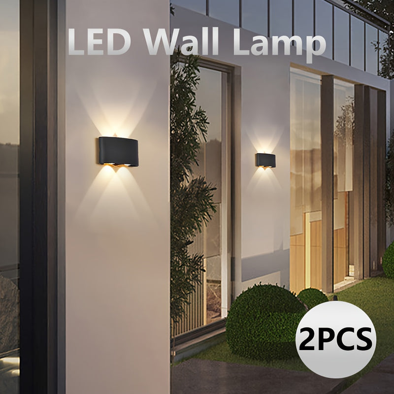 2 piezas de apliques de pared LED modernos, 4W 85-265V, lámparas de pared plásticas semiempotradas para exteriores con hardware de instalación, aplique cableado desmontable para iluminación de patio y jardín, sin batería, incluye hardware de instalación,