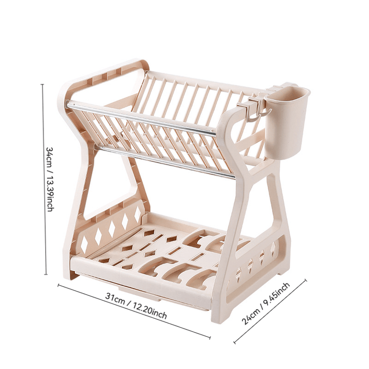 Estantes de cocina, rejilla de drenaje de plástico, rejilla de tazas, bandeja, utensilios de cocina, rejilla de almacenamiento, rejilla de platos doble, almacenamiento.