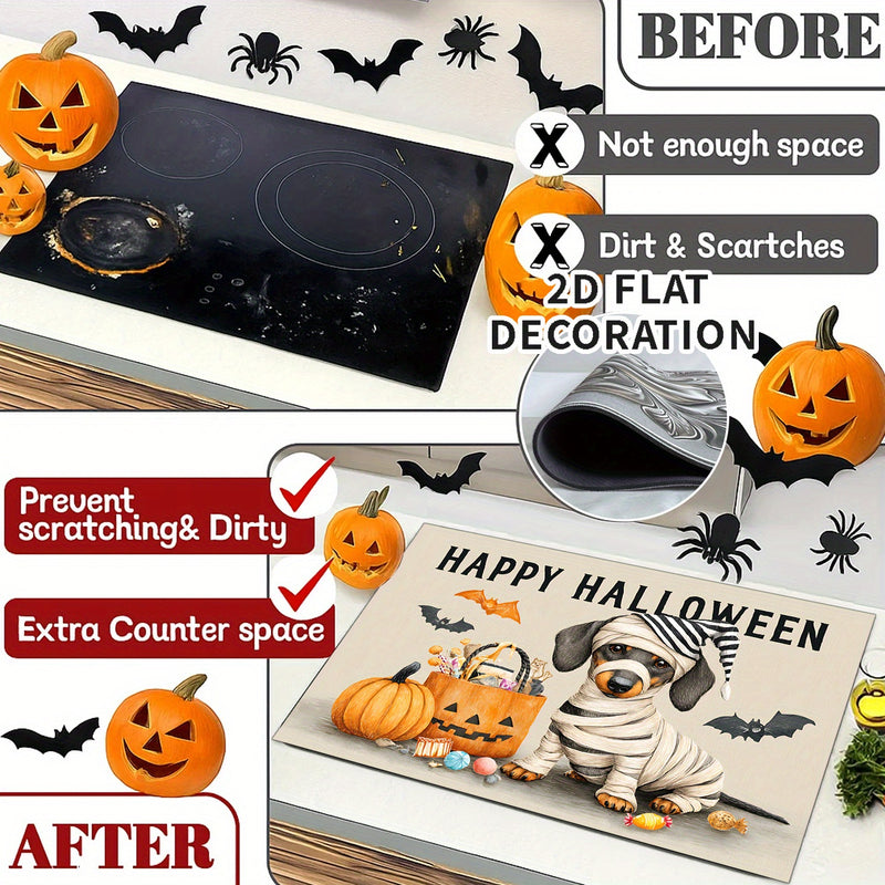 2D Plano, Decoración 2D Plano, Cubierta de Estufa Eléctrica - Cubierta de Estufa de Gas con Forro de Goma, Decoración de Cocina de Halloween, Perfecta para Cualquier Cocina, Protección de Estufa, 1 Unidad, 2D Plano
