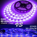1/2/4 Paquete de Luces UV Negras con Enchufe USB, 5V LED Adhesivo Luz Negra 385-400nm, para Halloween/Navidad, Pintura en Vidrio y Fiestas Luminosas, 2.5m/paquete, 150LED/paquete, Ideal para Navidad