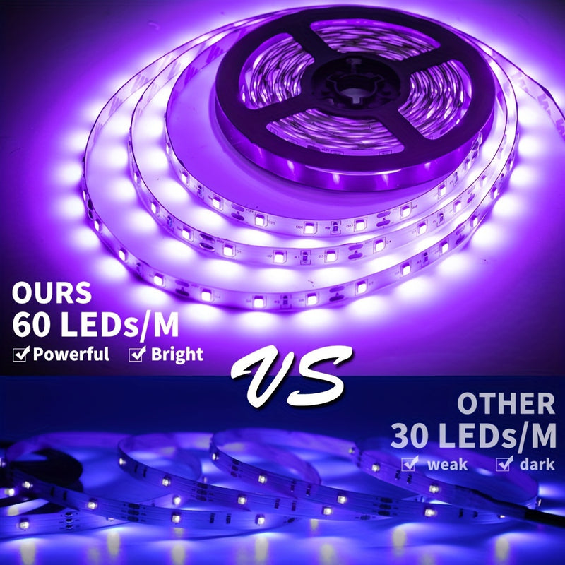 1/2/4 Paquete de Luces UV Negras con Enchufe USB, 5V LED Adhesivo Luz Negra 385-400nm, para Halloween/Navidad, Pintura en Vidrio y Fiestas Luminosas, 2.5m/paquete, 150LED/paquete, Ideal para Navidad