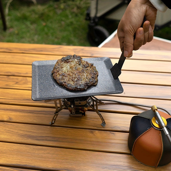 Sartén de parrilla antiadherente estilo japonés - Placa de BBQ mini cuadrada para cocinar al aire libre, ideal para asar carne, verduras y arroz - Hierro duradero con distribución de calor uniforme, sartén de parrilla
