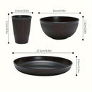 Juego de vajilla irrompible con temática navideña, 18 piezas - Platos, tazones y vasos negros, aptos para lavavajillas y microondas, ideal para cocina, residencias estudiantiles, campamentos, autocaravanas, picnics, reuniones festivas y aventuras al aire