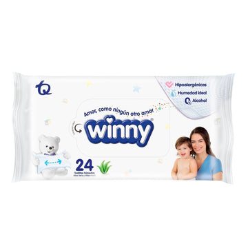 TOALLAS HÚMEDAS WINNY ALOE VERA + VITAMINA E X24 UND