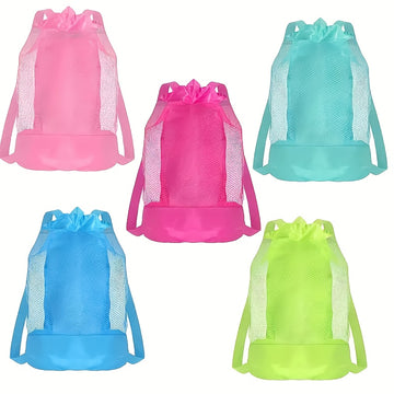 1pc Bolsa de Red para Playa de Gran Capacidad, Plegable con Asa, Ideal para Organizar Juguetes y Artículos Esenciales de Playa | Mochila Portátil para Viajes de Verano, Organizador de Accesorios de Playa
