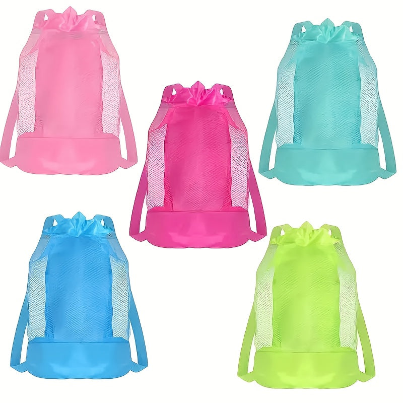 1pc Bolsa de Red para Playa de Gran Capacidad, Plegable con Asa, Ideal para Organizar Juguetes y Artículos Esenciales de Playa | Mochila Portátil para Viajes de Verano, Organizador de Accesorios de Playa
