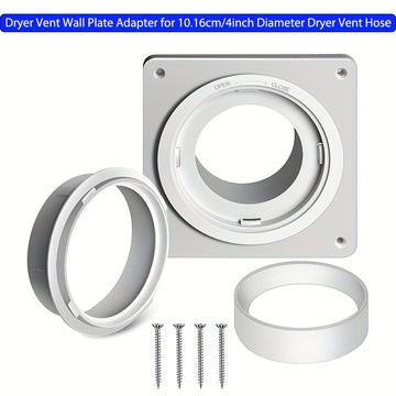 Juego de conector de ventilación, placa de pared con conexión y desconexión rápida, bloqueo giratorio, se adapta a tubos de 4 pulgadas, cubre un área de 7 pulgadas x 7 pulgadas, Ideal para secadora, lavadora y baño