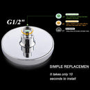 1pc Cabezal de Ducha Estilo Boston Moderno, Montaje en Pared con Acabado Cromado Redondo y Limpieza de Tacto Cepillado, Configuración de Lluvia, No Necesita Electricidad, Opciones de Tasa de Flujo de 1.5GM/1.8GM/2.5GM, Ducha de Alta Presión | Cabezal de