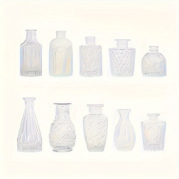 Juego de 10/20/25/30 Jarrones de Vidrio Transparente con Relieve para Arreglos Florales, Adecuado para Decorar Bodas, Escritorios de Oficina, Salas de Estar, Cocinas, Mesas de Comedor, Fiestas, Decoraciones para Cenas a la Luz de las Velas