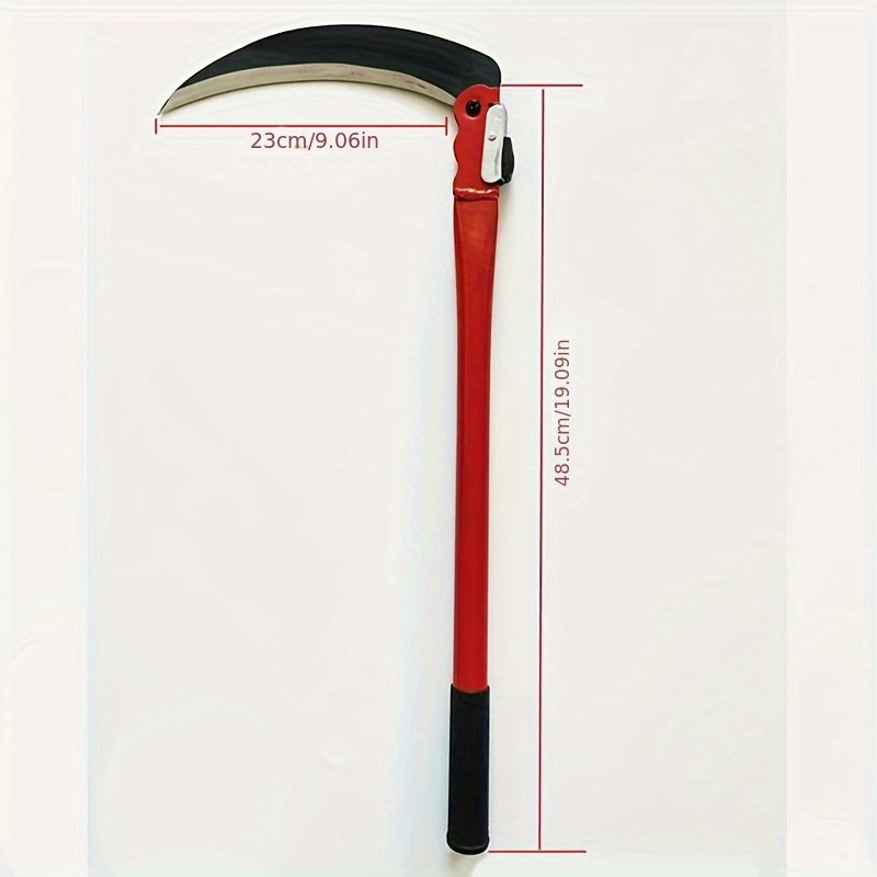 1 pieza de segadora plegable de acero al carbono duradera - Herramienta de poda portátil para jardín con mango de agarre cómodo y hebilla de seguridad, no necesita batería para césped, cuidado de hierba - Esencial para el mantenimiento del jardín, herram